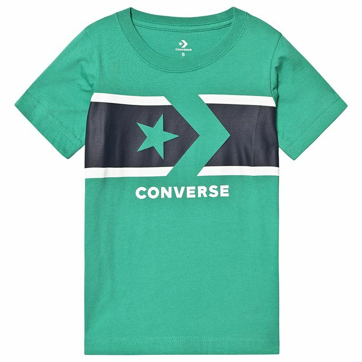 Lasten Lyhythihainen paita Converse Stripe Star Chevron  Vihreä, Koko 8-10 vuotta