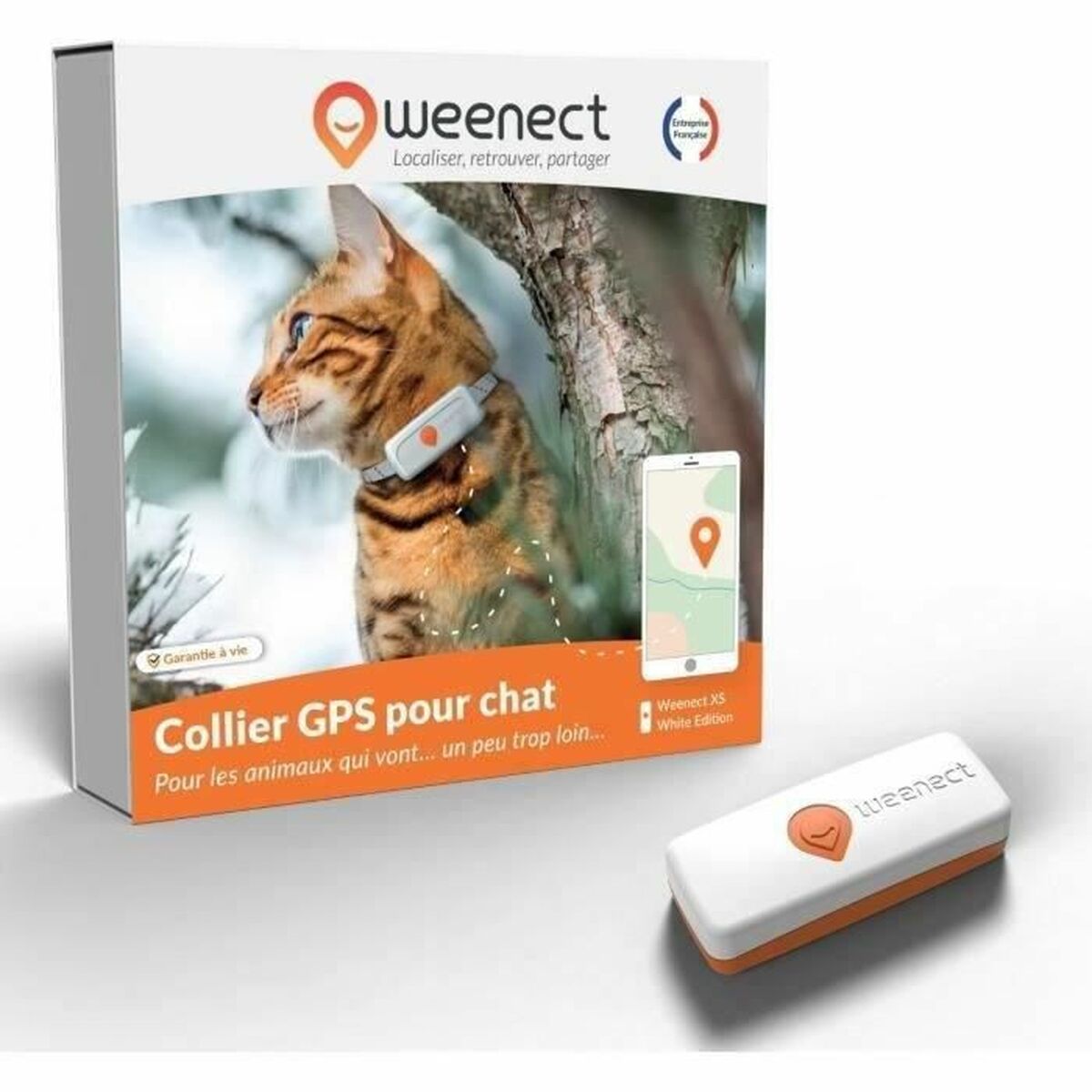 Häviötön paikallistin Weenect Weenect XS GPS Kissa Valkoinen