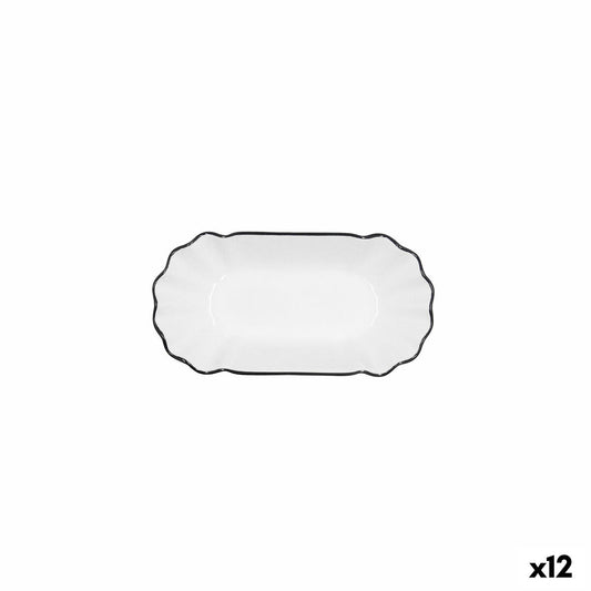 Välipalatarjotin Quid Gastro Valkoinen Musta Keraminen 20,5 x 11 x 3,5 cm (12 osaa)