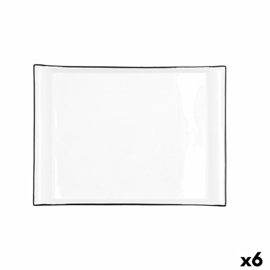 Välipalatarjotin Quid Gastro Valkoinen Musta Keraminen 31 x 23 cm (6 osaa)