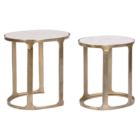Set of 2 tables Home ESPRIT Valkoinen Hopeinen 55 x 39 x 56 cm