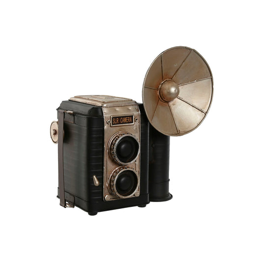 Koristehahmo Home ESPRIT Musta Hopeinen Kamera Vintage 25 x 14 x 24 cm