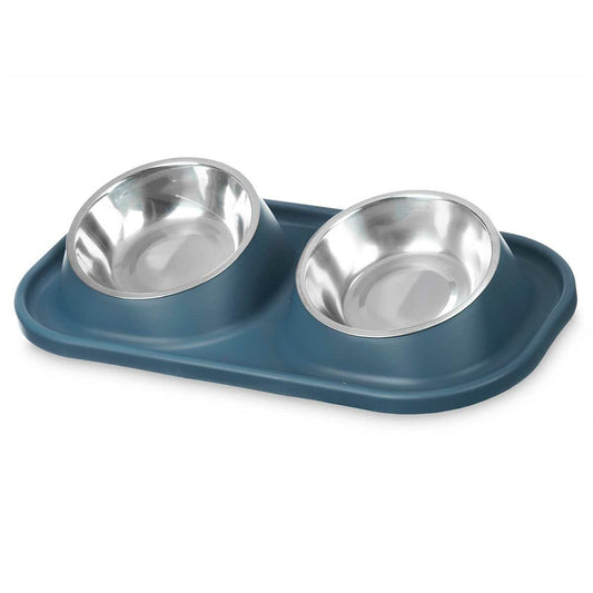 Koiran ruoka-annostelija Sininen Metalli 40 x 8,5 x 22 cm Double