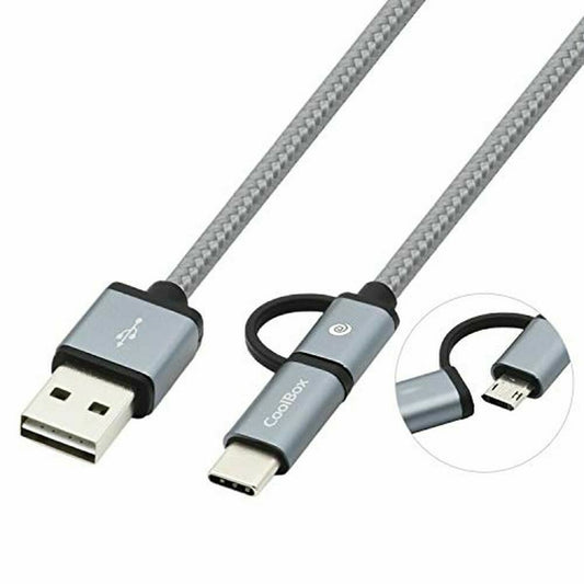 USB-kaapeli - Micro-USB ja USB C CoolBox COO-CAB-U2MC-GR