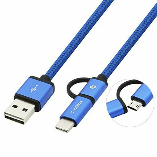 USB-kaapeli - Micro-USB ja USB C CoolBox COO-CAB-U2MC-BL