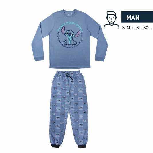 Pyjamat Stitch Miehet Sininen (Aikuisten), Koko S