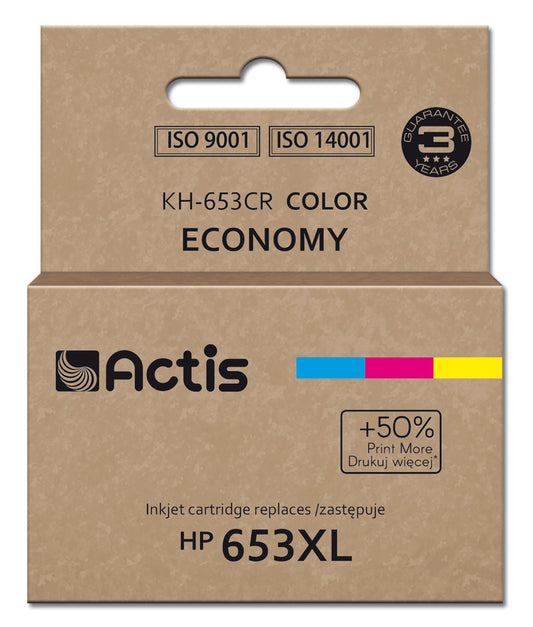 Actis KH-653CR tulostimen muste, korvaava HP 653XL 3YM74AE; Premium; 18 ml; 300 sivua; väri