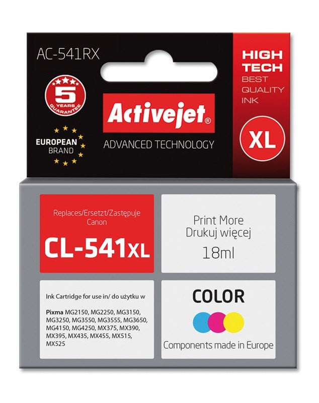 Activejet AC-541RX muste Canon-tulostimelle; Canon CL-541 XL vaihto; Premium; 18 ml; väri - KorhoneCom