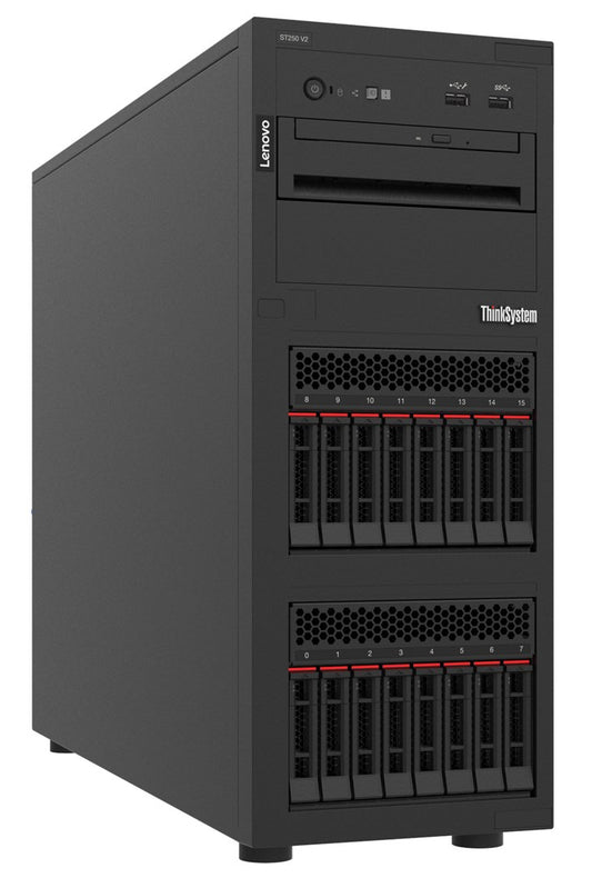 Lenovo ThinkSystem ST250 V2 Server Tower Intel Xeon E E-2356G 3,2 GHz 16 Gt DDR4-SDRAM 550 W