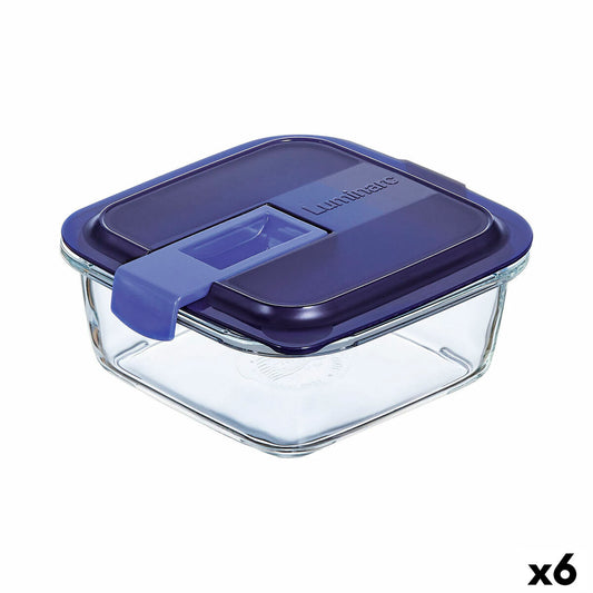 Ilmatiivis eväsrasia Luminarc Easy Box Sininen Lasi (760 ml) (6 osaa)
