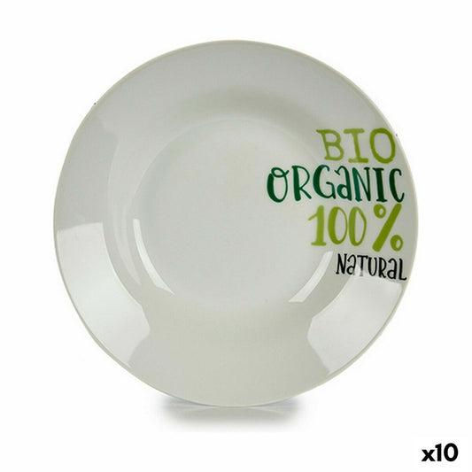 Syvä lautanen Organic Valkoinen Vihreä Ø 20,6 cm Posliini (10 osaa)