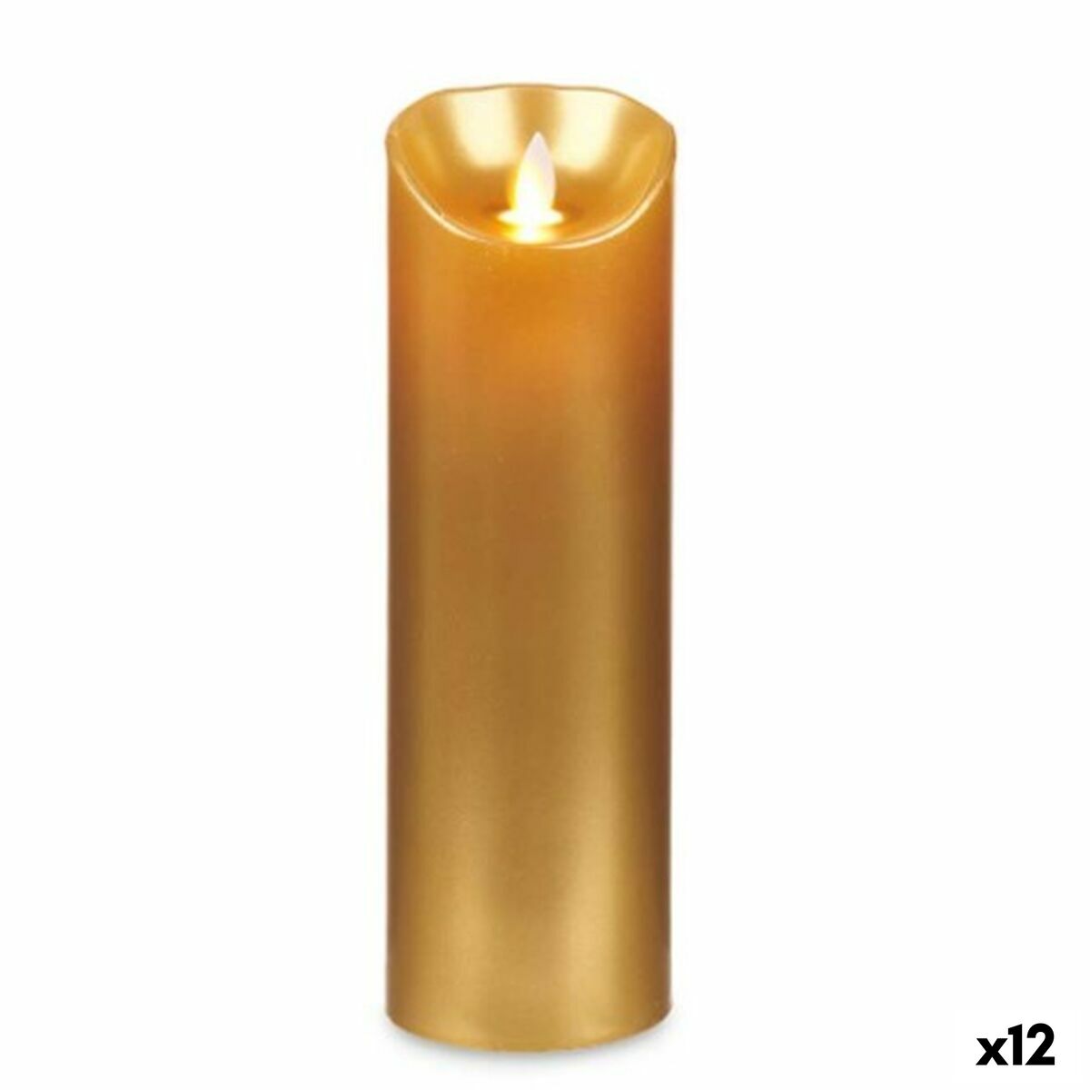 LED Kynttilä Kullattu 8 x 8 x 25 cm (12 osaa)