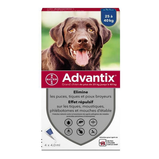 Antiparasiittiset Advantix Pipetit 25-40 Kg 4 ml 4 osaa