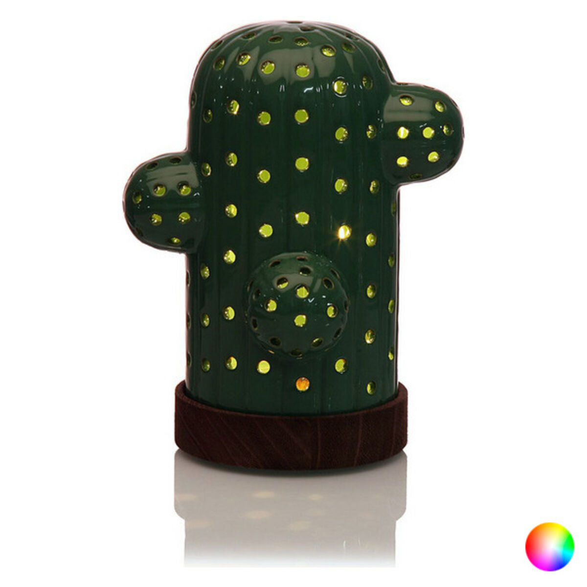 LED-lamppu Kaktus Keraminen (12,2 x 16,7 x 14,6 cm), Väri Tummanvihreä