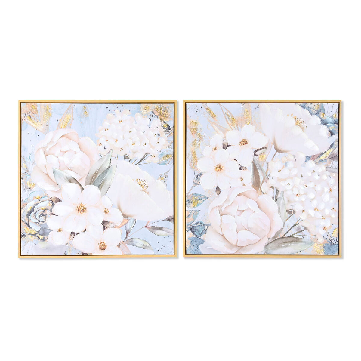 Maalaus DKD Home Decor Gėlės Romanttinen 60 x 3,5 x 60 cm (2 osaa)