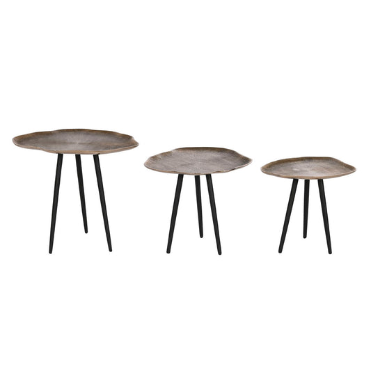 Set of 3 tables Home ESPRIT Musta Kullattu 52 x 39 x 45 cm