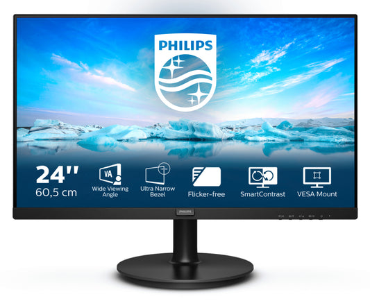 Philips V Line 241V8LA/00 LED display 60,5 cm (23.8") 1920 x 1080 pikseliä Full HD Musta