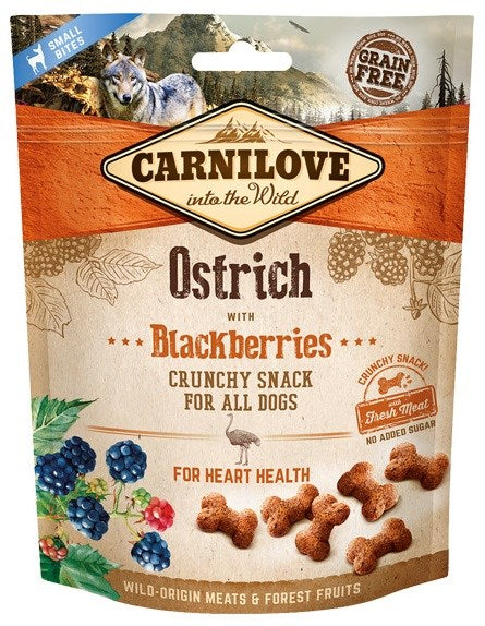 CARNILOVE Fresh Crunchy Strutsi karhunvatukoilla - koiranherkku - 200 g
