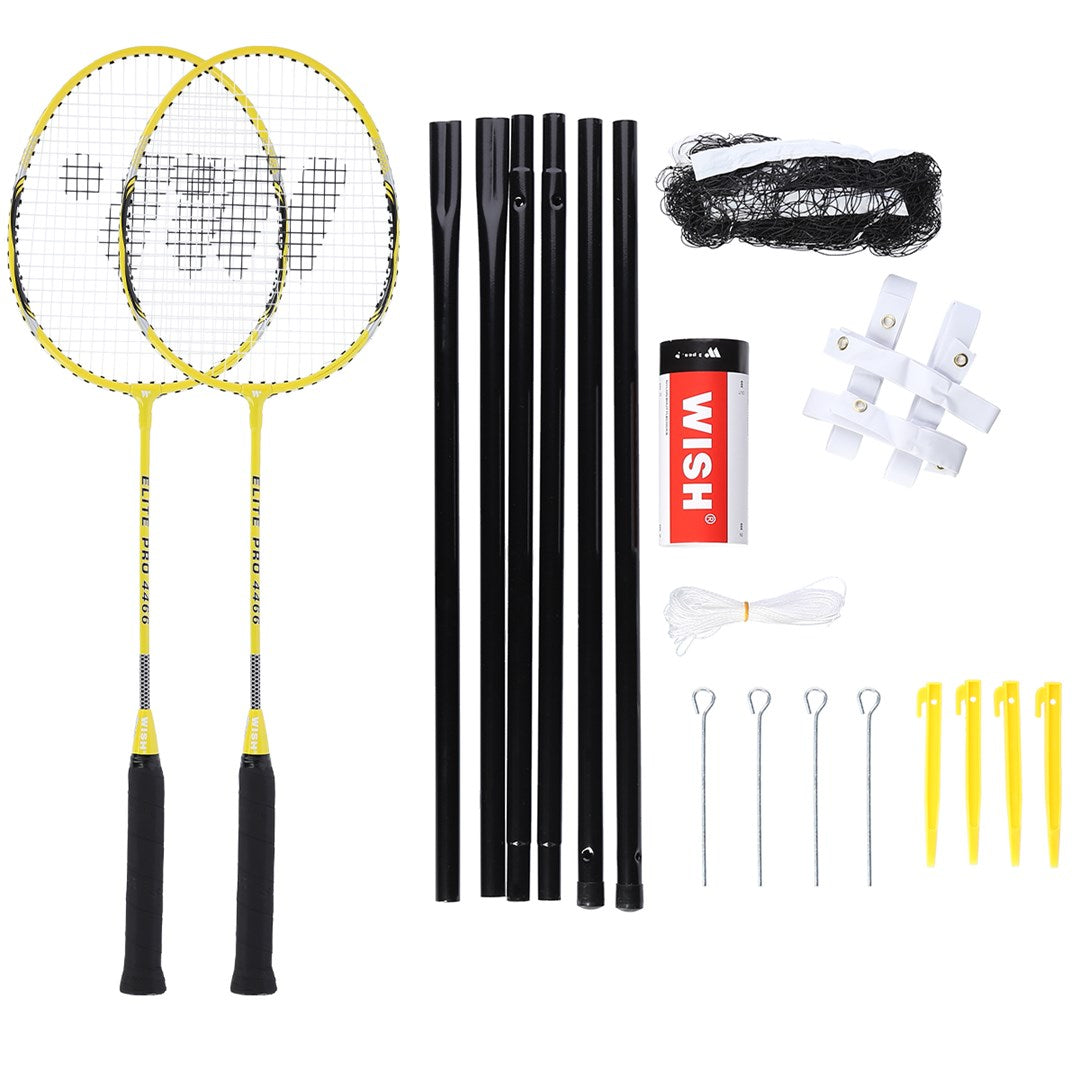 Wish Alumtec badminton racket set 2 rackets + 3 ailerons + net + lines - KorhoneCom