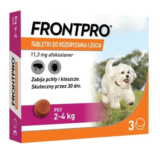FRONTPRO kirppu- ja puutiaistabletit koiralle (2-4 kg) - 3x 11 3mg - KorhoneCom