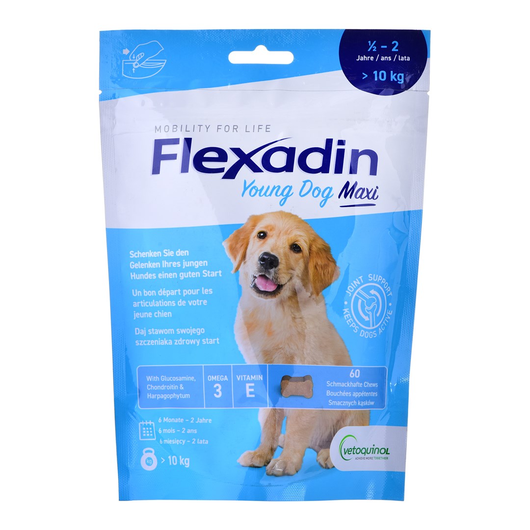 VETOQUINOL Flexadin Young Max - lisäravinne koirille - 60 tablettia - KorhoneCom