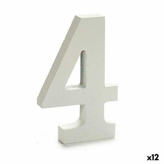 Numerot 4 Puu Valkoinen (1,8 x 21 x 17 cm) (12 osaa)