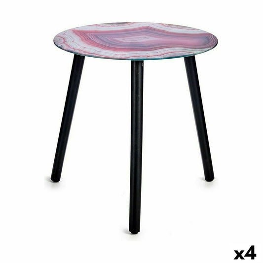 Sivupöytä Marmori Musta Pinkki Kristalli 40 x 41,5 x 40 cm (4 osaa)