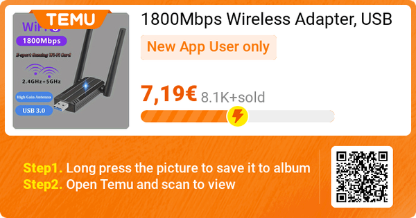 1800Mbps Wireless Adapter, USB WiFi 6 Adapter for PC @ Temu
