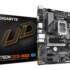 GIGABYTE B760M DS3H GEN5 -emolevy - Tukee Intel Core 14th Gen2 -suorittimia, 6+2+1-vaiheista digitaalista VRM:ää, jopa 5600 MHz DDR5, 2xPCIe 4.0 M.2, 2,5 GbE LAN, USB 3.2 Gen2