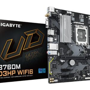 GIGABYTE B760M D3HP WIFI6 emolevy - Tukee Intel Core 14th Gen -suorittimia, 4+1+1 Phases Digital VRM, jopa 5600MHz DDR5, 2xPCIe 4.0 M.2, Wi-Fi 6, GbE LAN, USB 3.2 Gen1