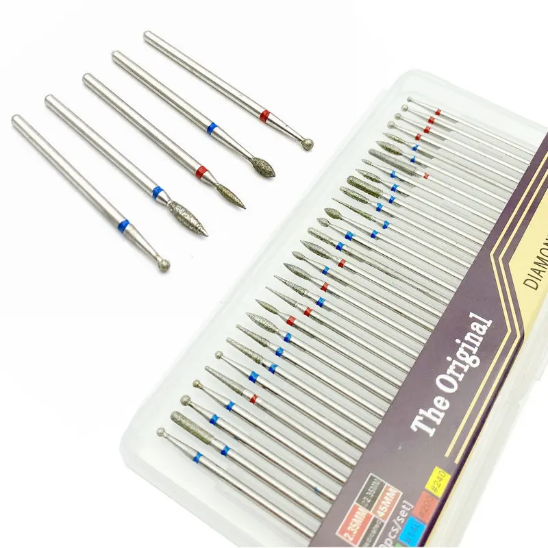 30pcs/Set Dental Diamond burs Nail Drill Bit Milling Cutter Rotary Bur Clean Files Electric Machine Nail Art Manicure Tools
