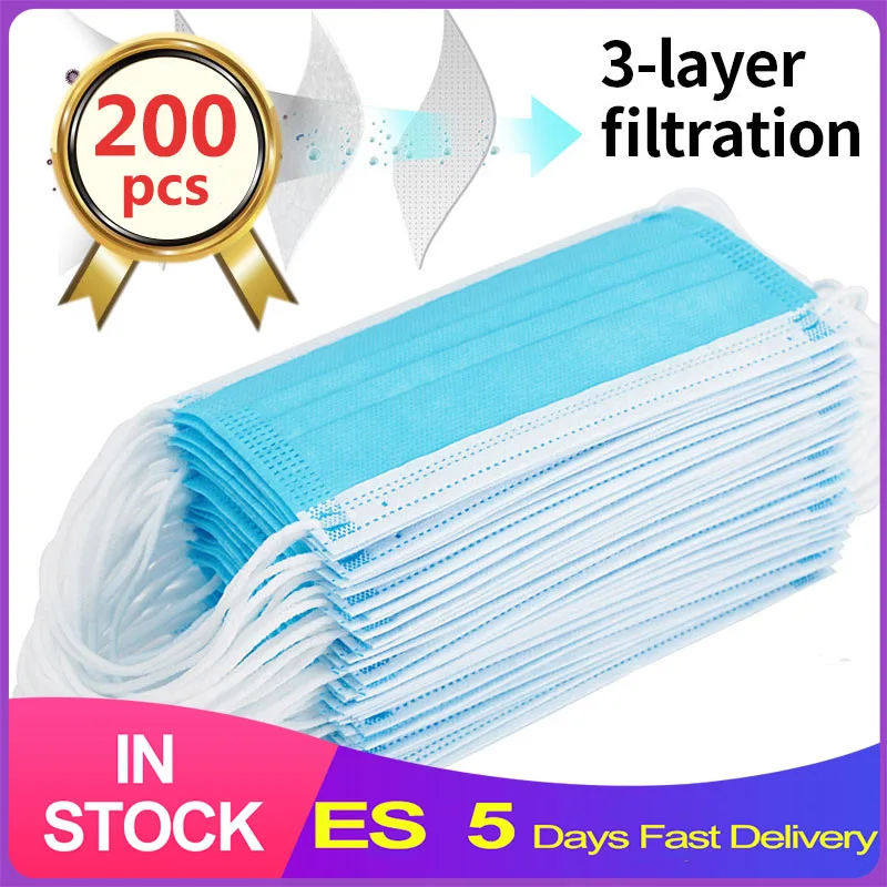 New Disposable Face Mask 3 Layers Non-Woven Medical Mask Anti Dust Fog Breathable Protective Mouth Surgical Masks Christmas